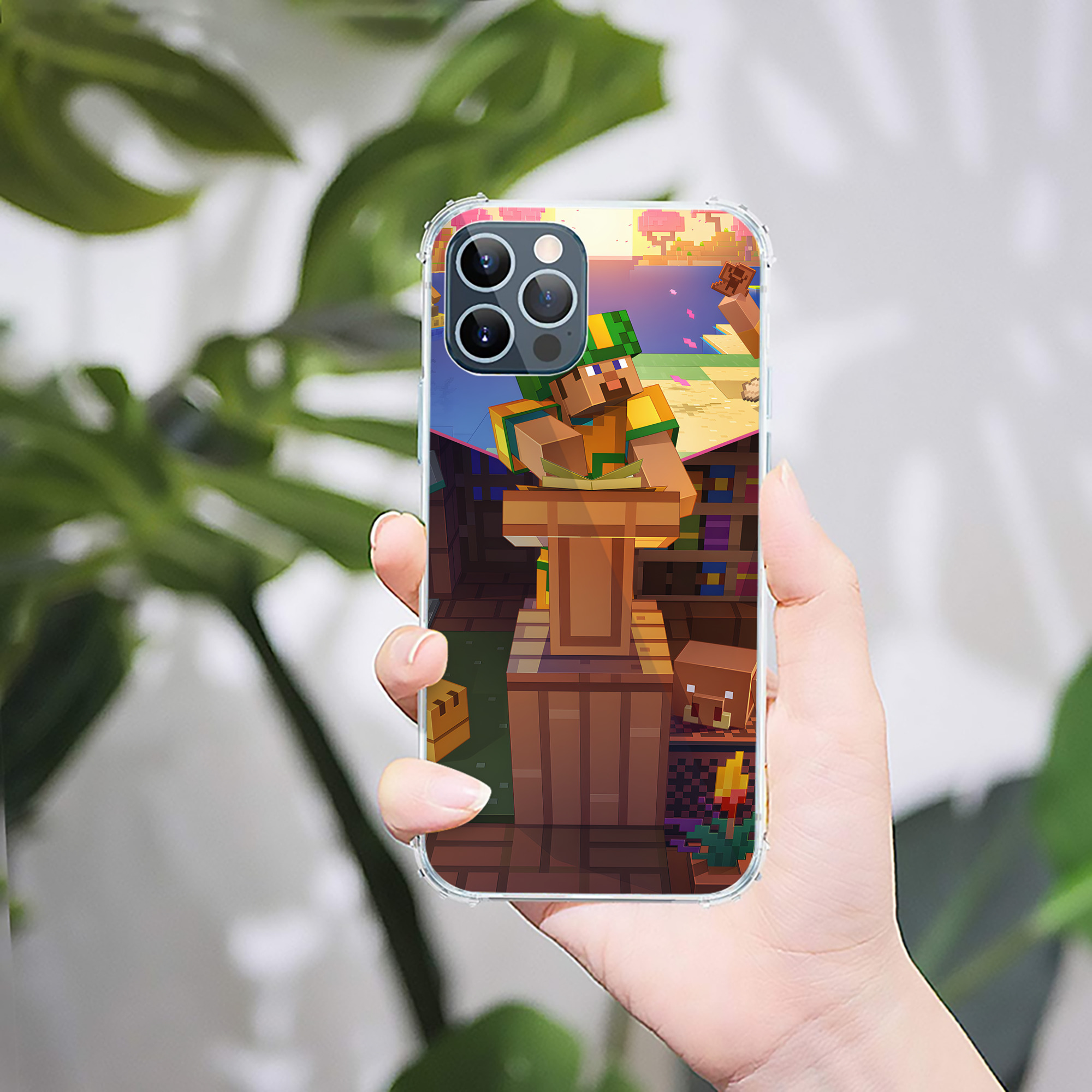 （画像用） マインクラフト ブロックの世界 Minecraft MC Block world 【iPhone 12シリーズ対応】透明スマホケース（クリアソフトケース）